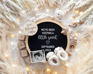 Pregnancy Announcement For Social Media Boho Neutral Theme