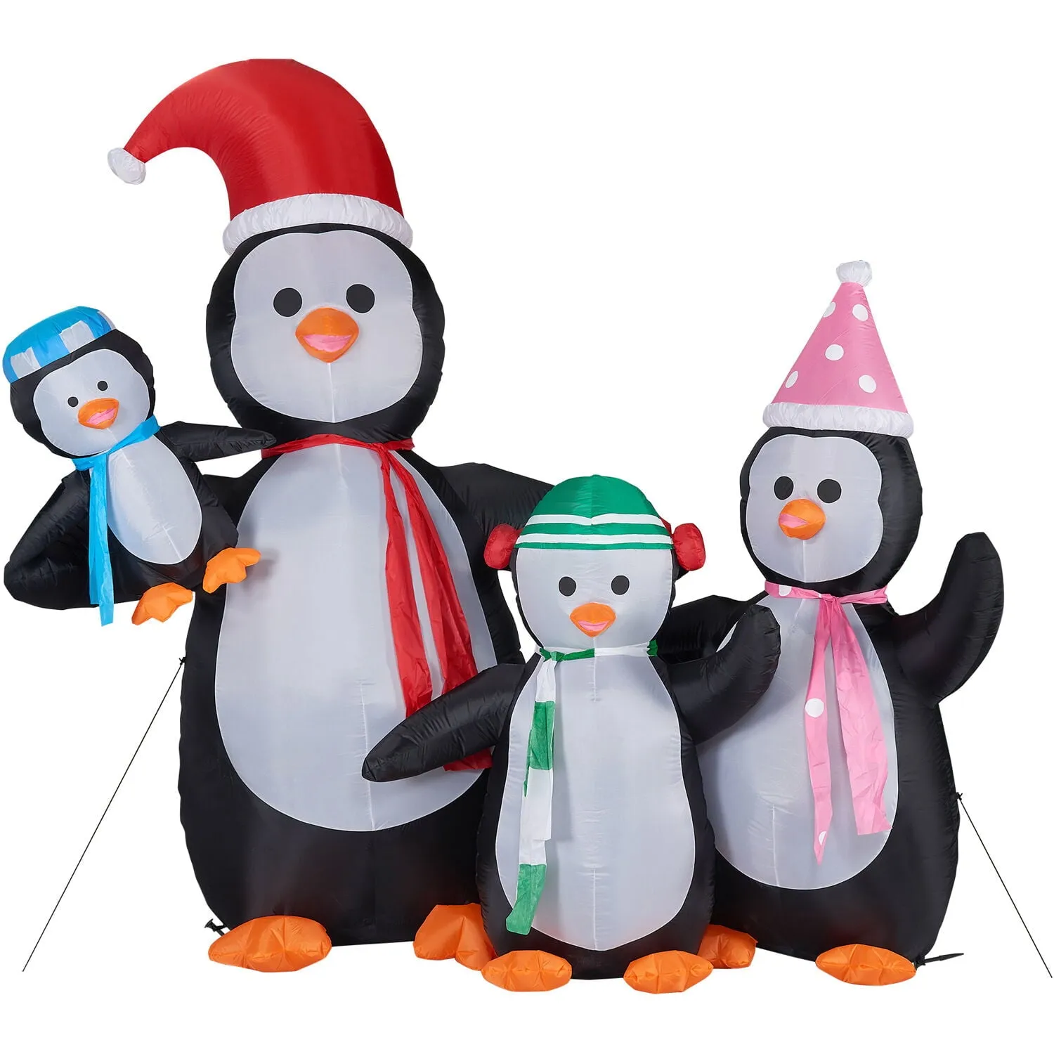 Prelit Tall Penguin Family Outdoor Christmas Yard Inflatable w/ Storage Bag 120"