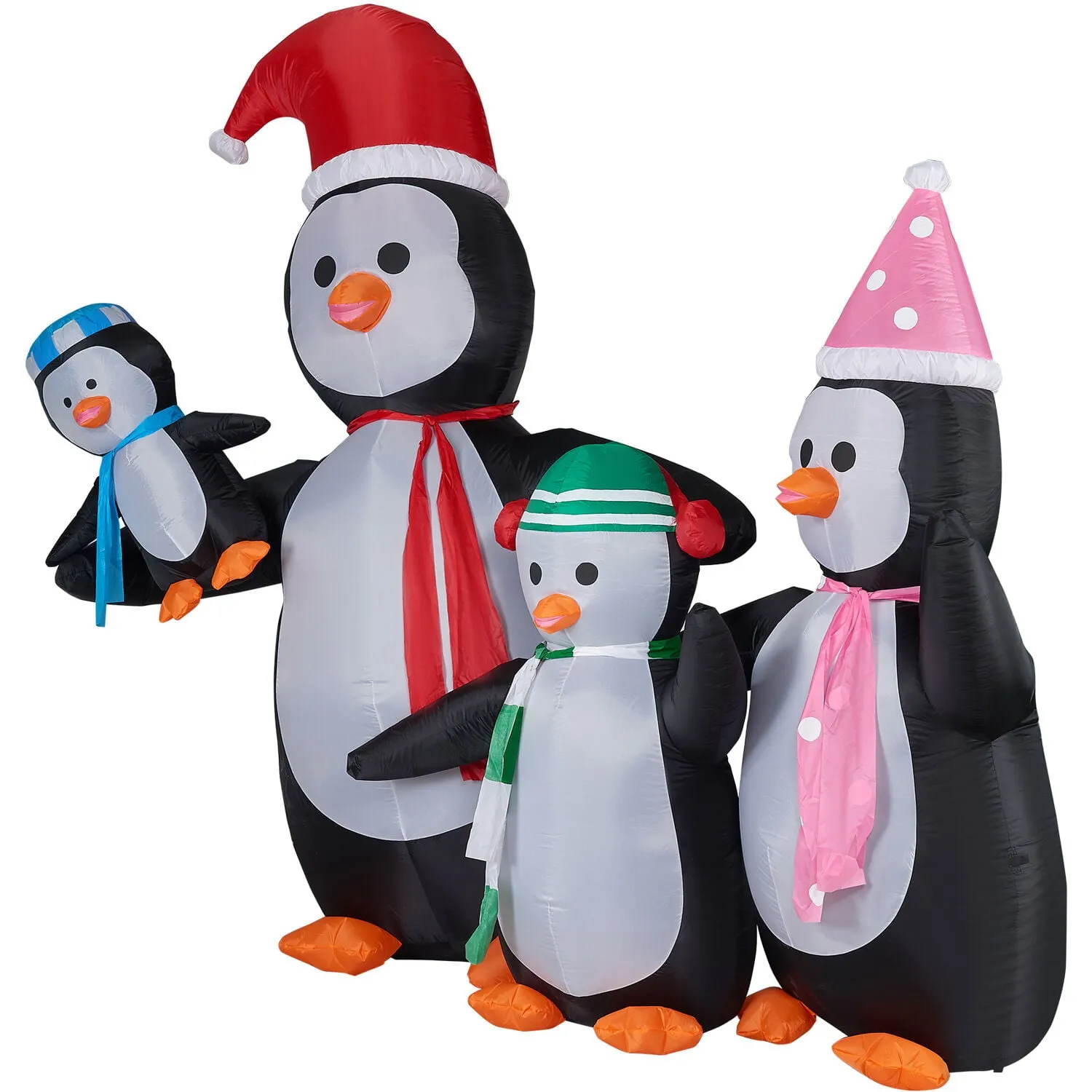 Prelit Tall Penguin Family Outdoor Christmas Yard Inflatable w/ Storage Bag 120"