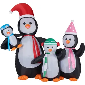 Prelit Tall Penguin Family Outdoor Christmas Yard Inflatable w/ Storage Bag 120"