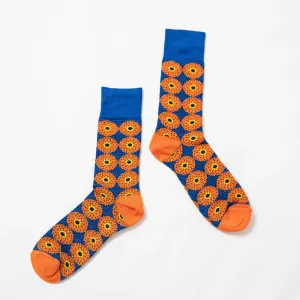"GHANA SYMBOLISM" DESIGNER SOCKS - ORANGE/BLUE