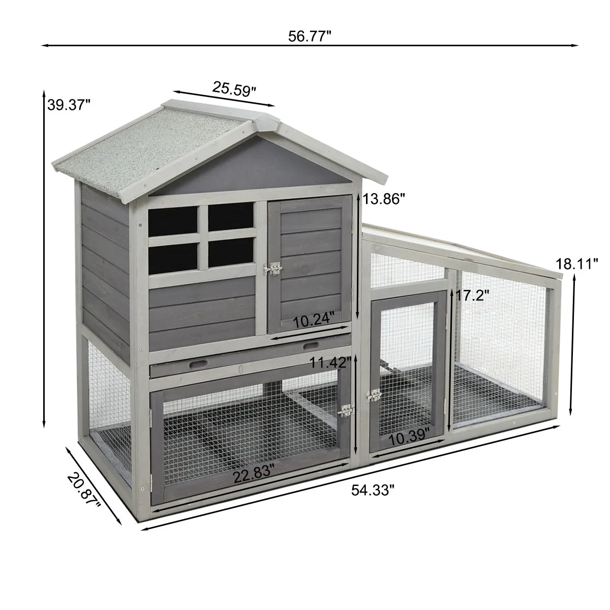 Rabbit Hutch Indoor and Outdoor Rabbit Removable Bottom Wire Mesh