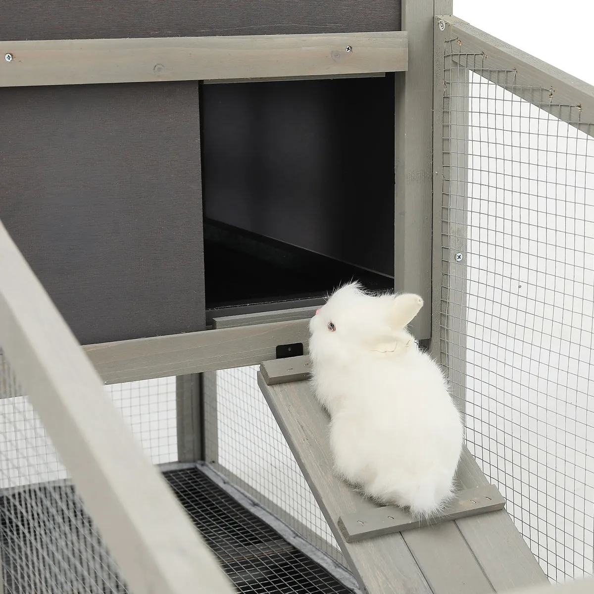 Rabbit Hutch Indoor and Outdoor Rabbit Removable Bottom Wire Mesh