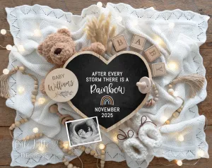 Rainbow Baby Boho Pregnancy Announcement - Bear And Heart