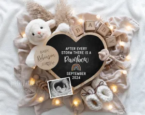 Rainbow Baby Boho Pregnancy Announcement - Lamb And Heart