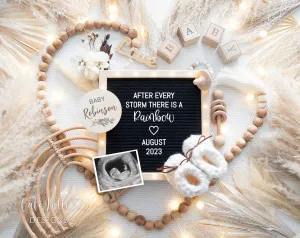 Rainbow Baby Boho Pregnancy Announcement - Pampas Heart