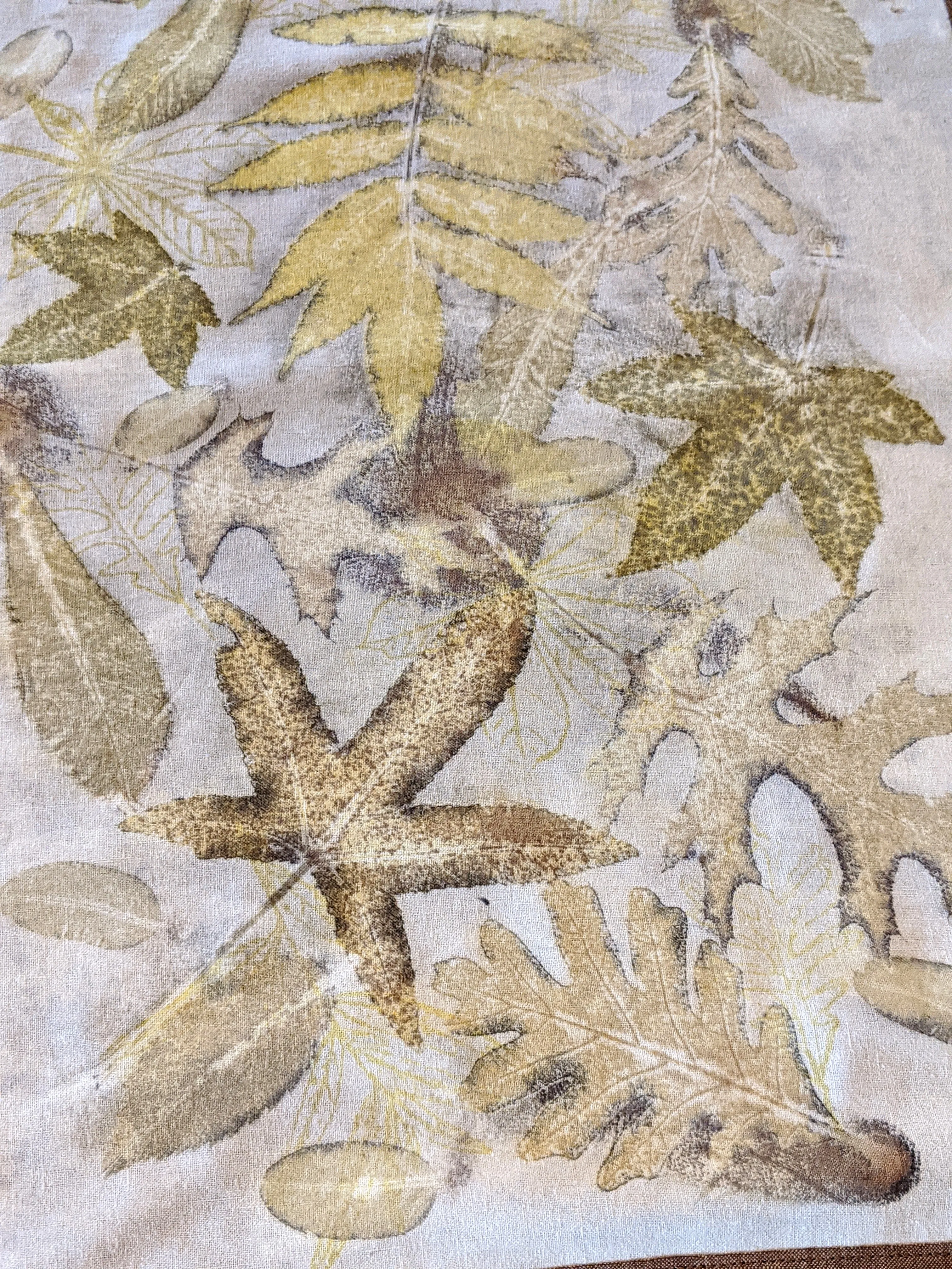 Raw Silk & Pure Linen Botanically Printed Table Runner