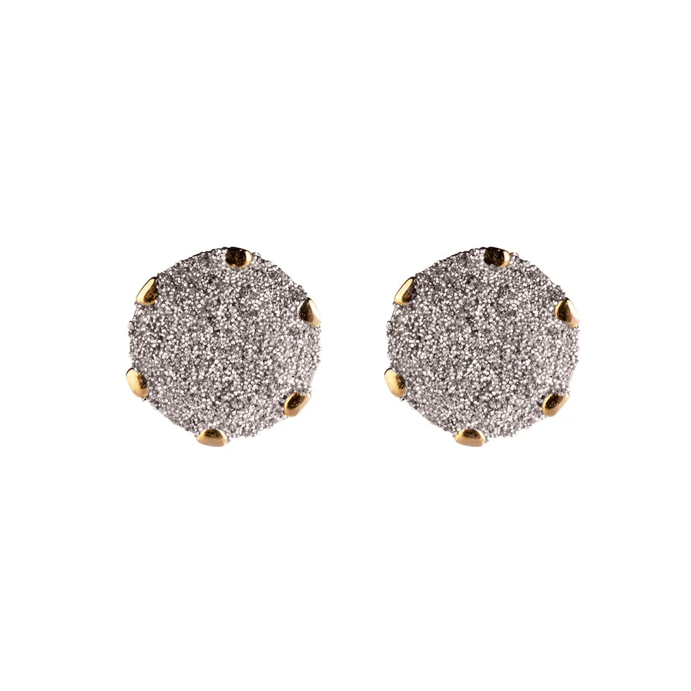 Rebecca Jolie Diamond Dust Round Gold Stud Earrings