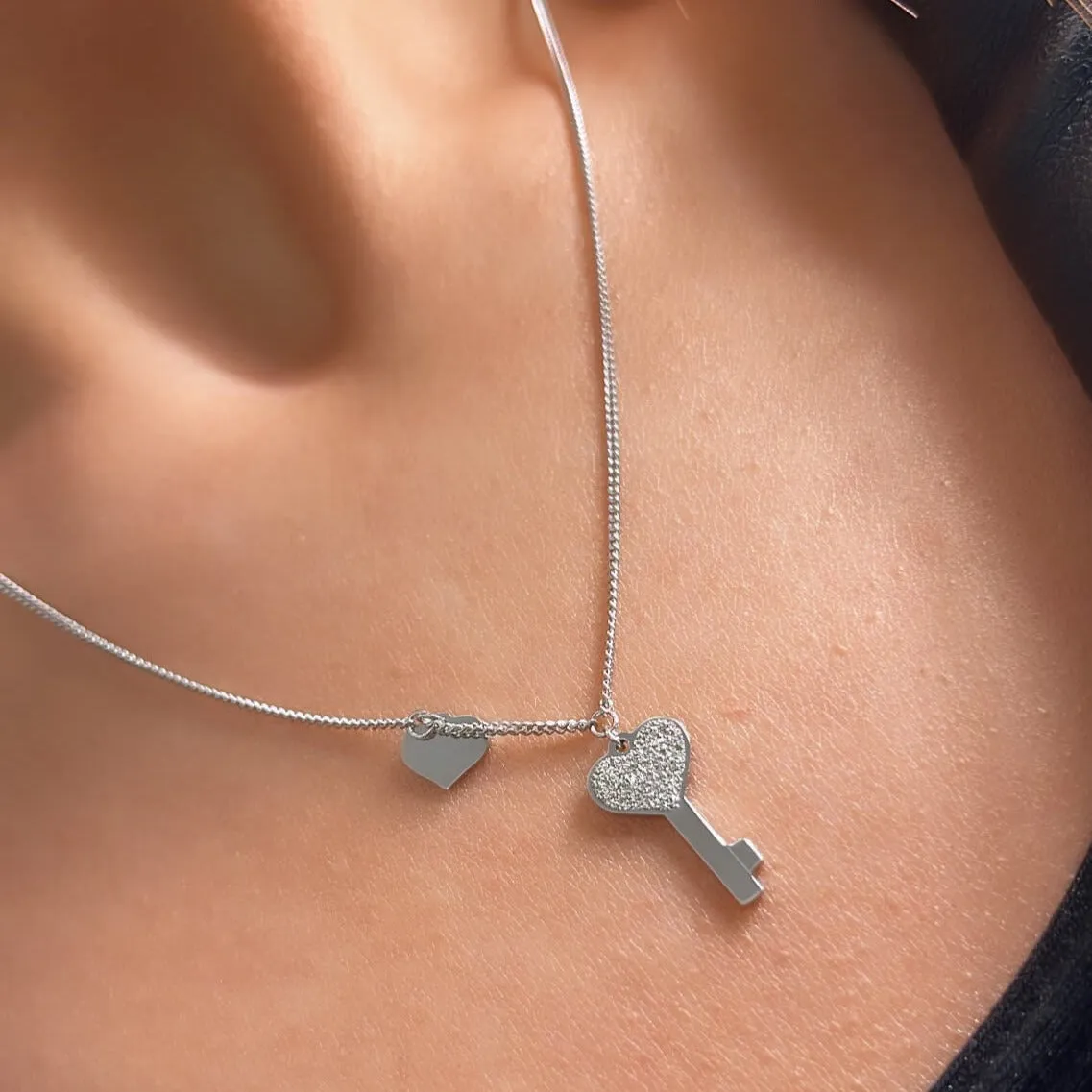 Rebecca Jolie Key Silver Necklace