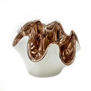 Relford - 7.75" Tall Scallop Metallic White Vase