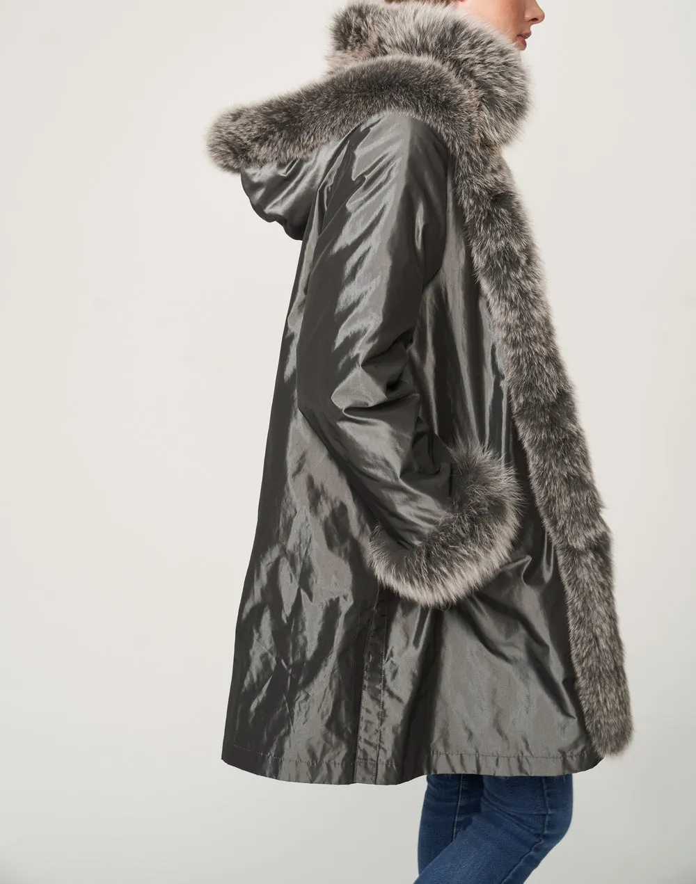 Reversible Techno Travel Coat Silver