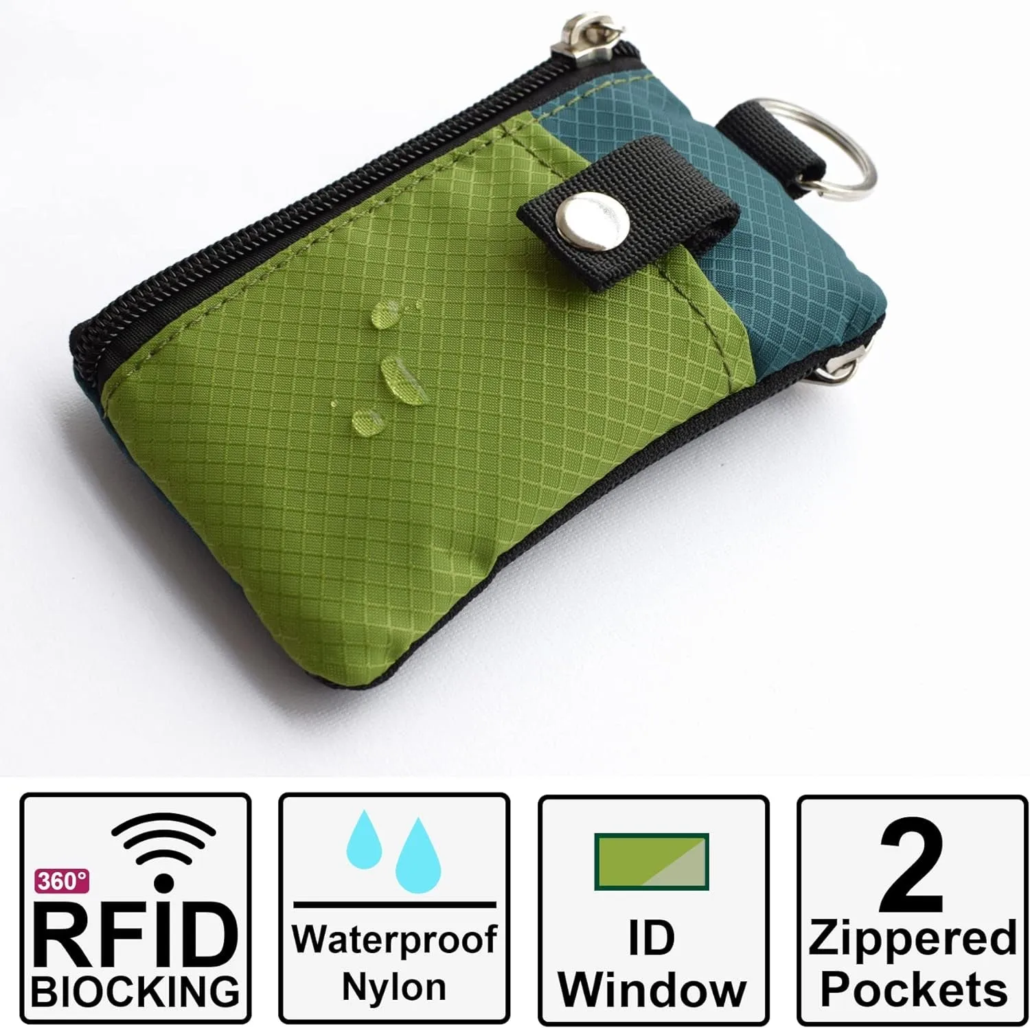 RFID Blocking Waterproof Zip Travel Wallet with Lanyard Keychain
