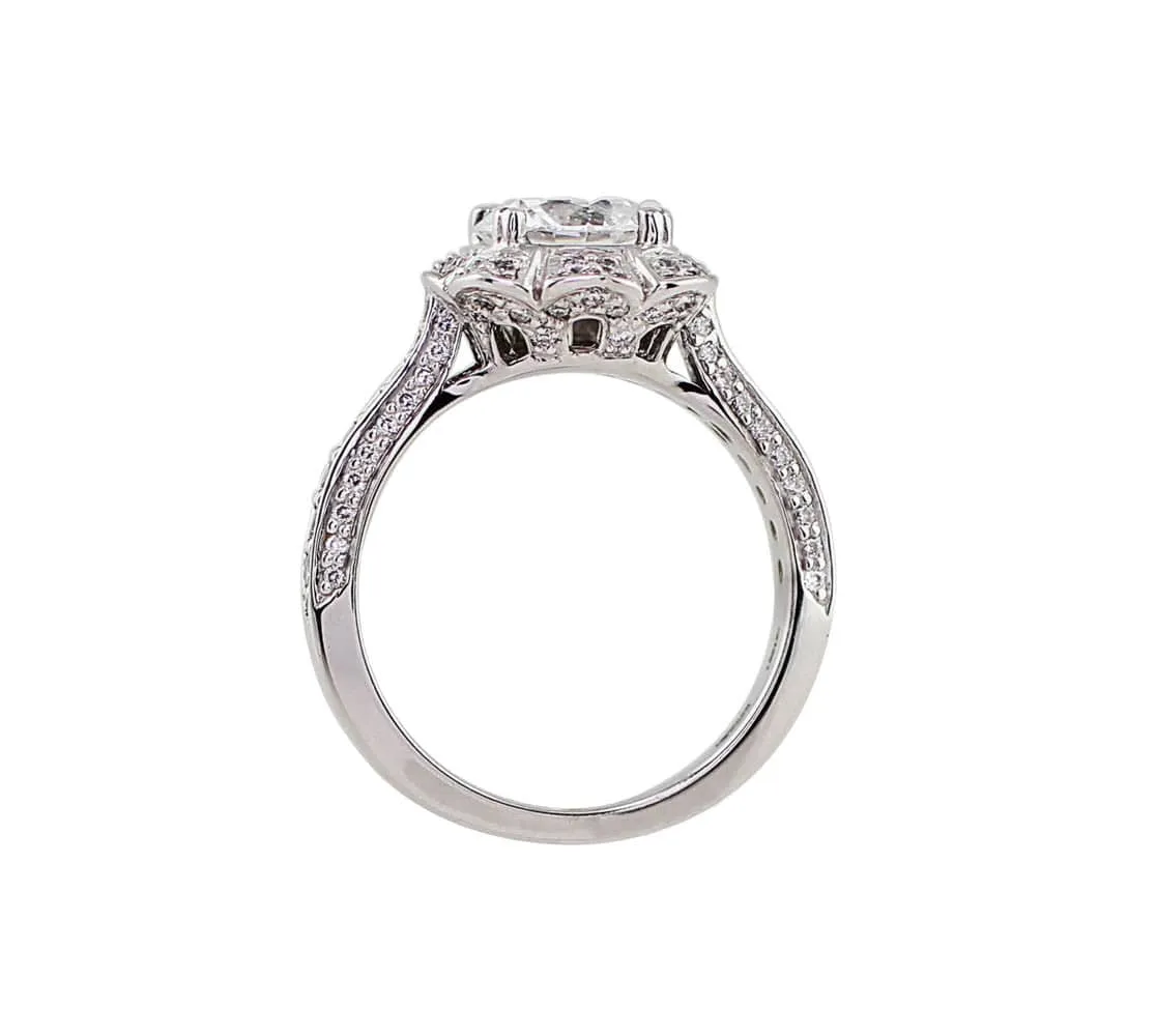 Ritani 18k White Gold Floral Diamond Ring