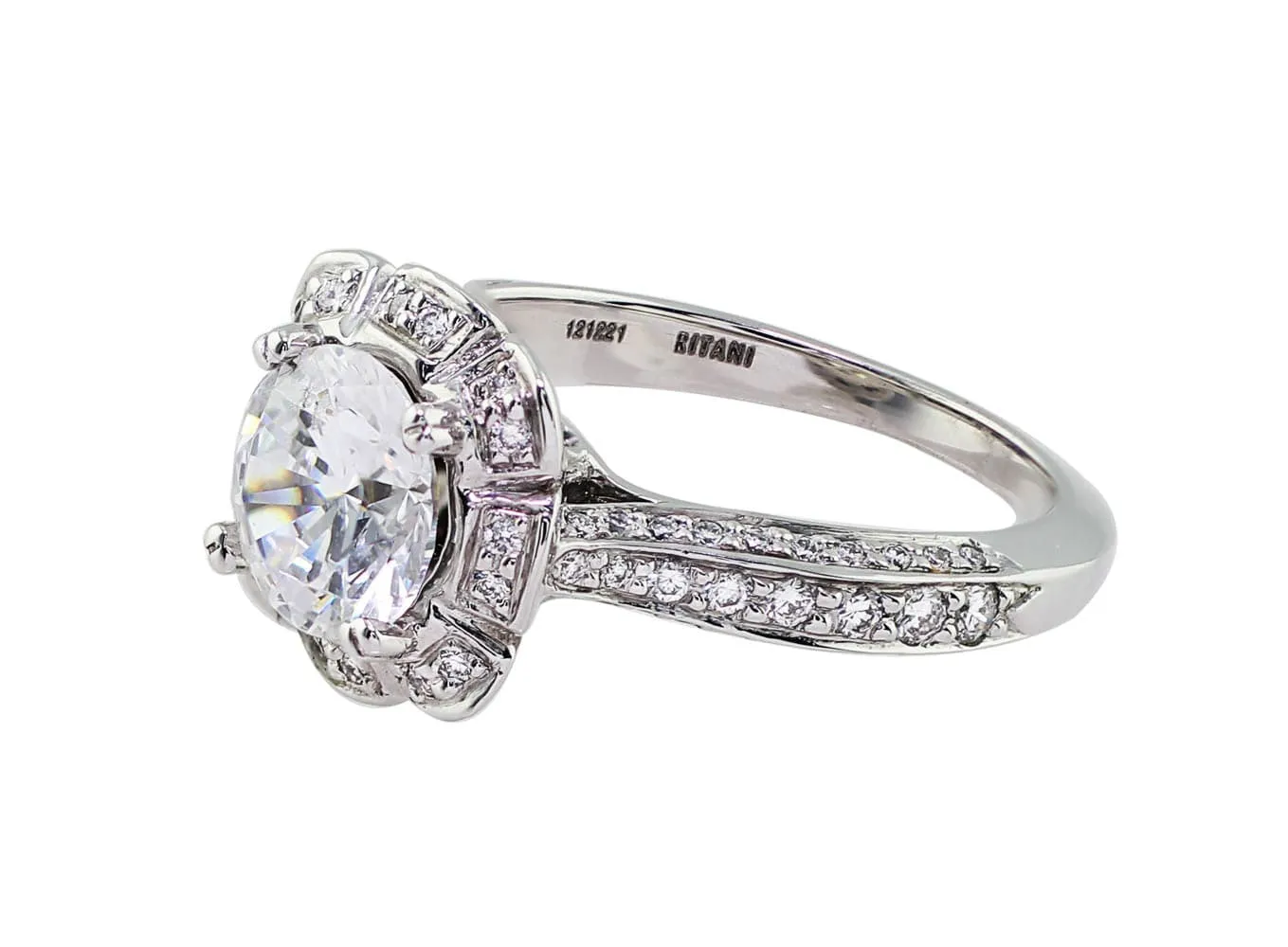 Ritani 18k White Gold Floral Diamond Ring