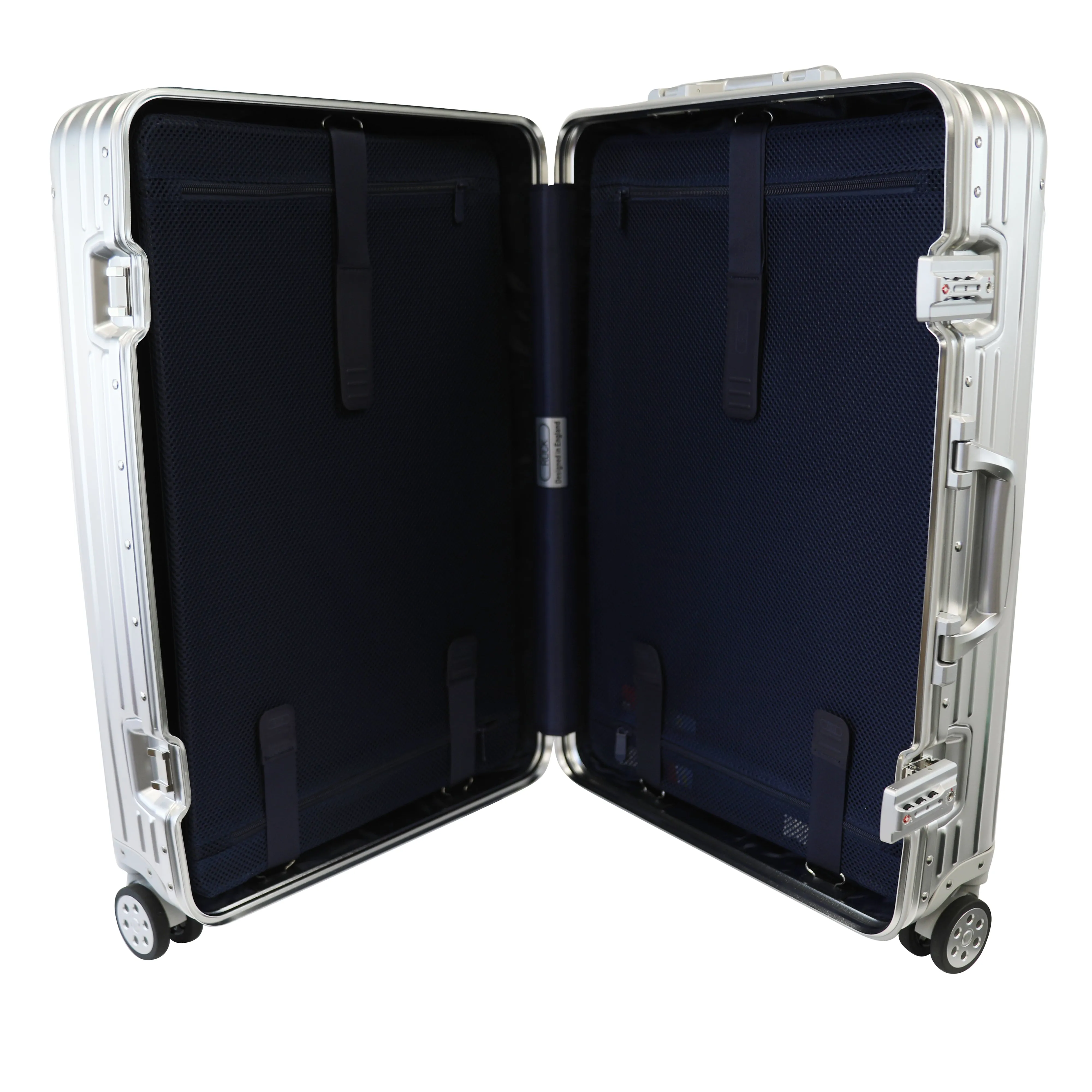 Rock Aluminium Travel Suitcase (24 Inch Silver)