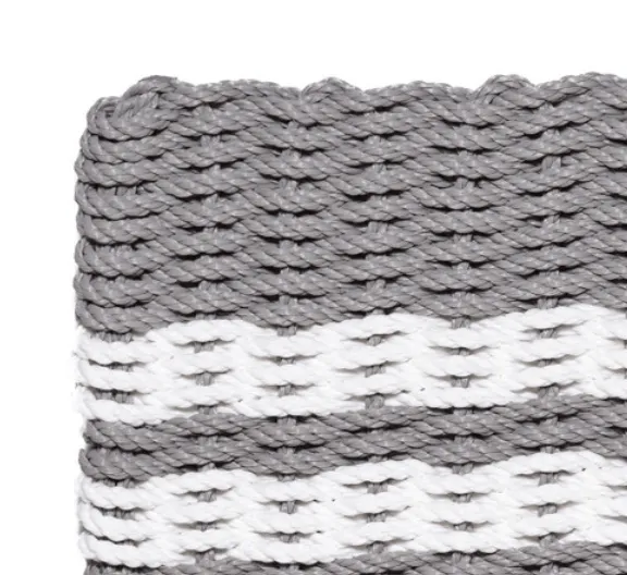 Rope Doormat - Gray & White Farmhouse Stripe