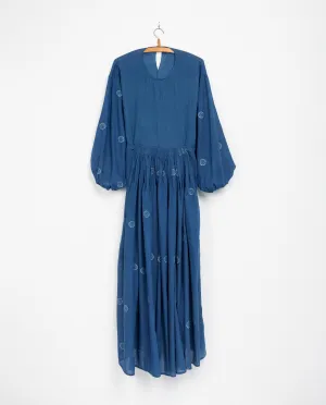Saanvi Dress in Indigo Jamdani