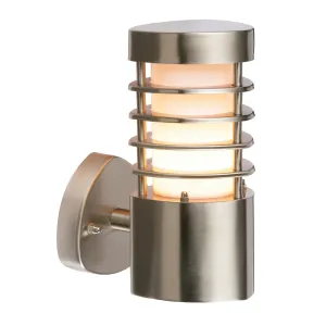 Saxby 13798 Bliss wall IP44 10.5W Brushed stainless steel & frosted pc 10.5W LED E27 Warm White (Required)
