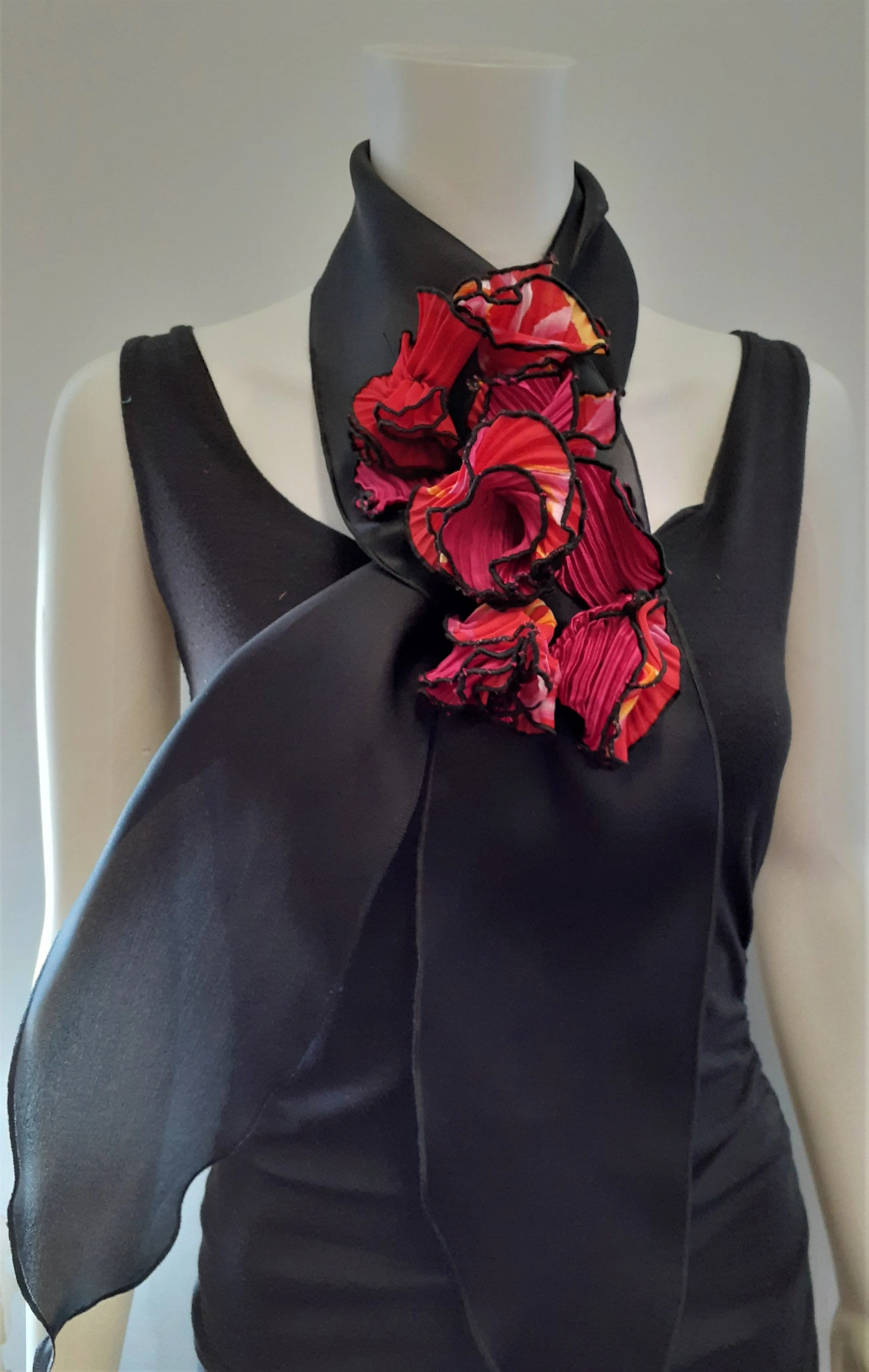 Scarf with Red Flowers