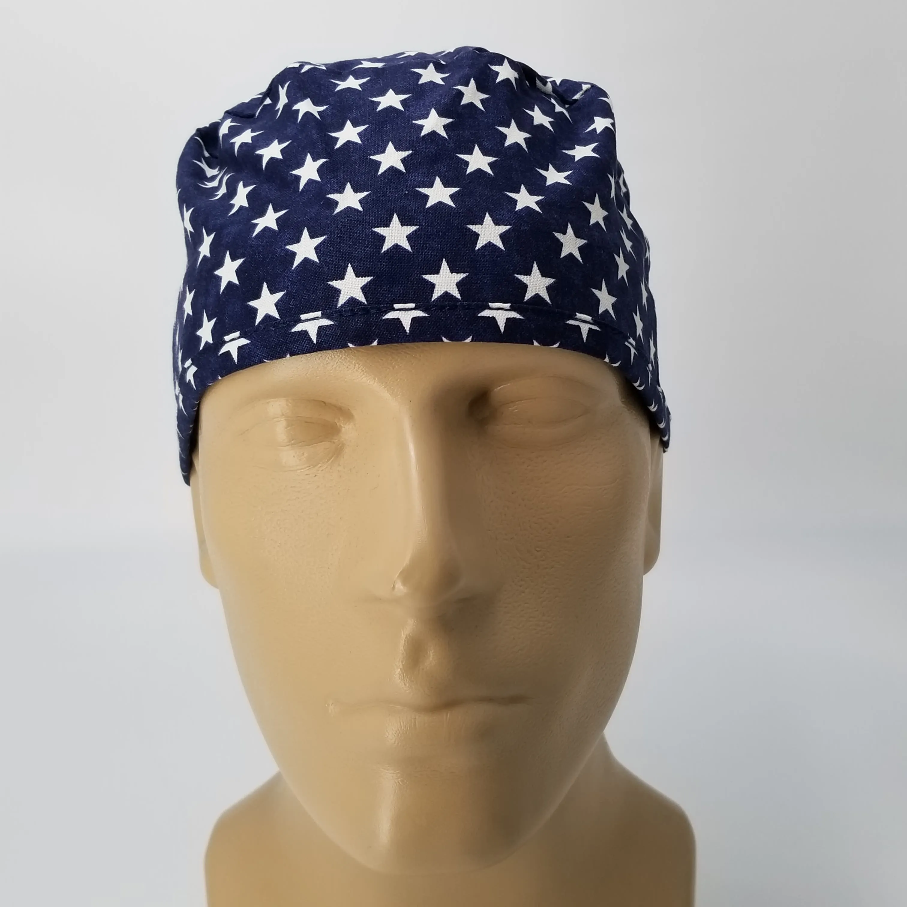Scrub Cap Medical Surgeon Head Cover Surgical Hat Nurse Nursing Operating Room, Blue White Stars