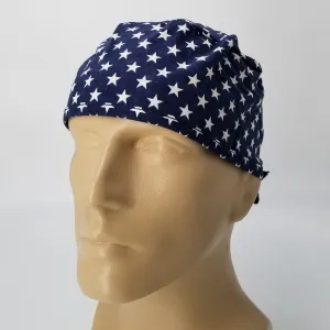 Scrub Cap Medical Surgeon Head Cover Surgical Hat Nurse Nursing Operating Room, Blue White Stars