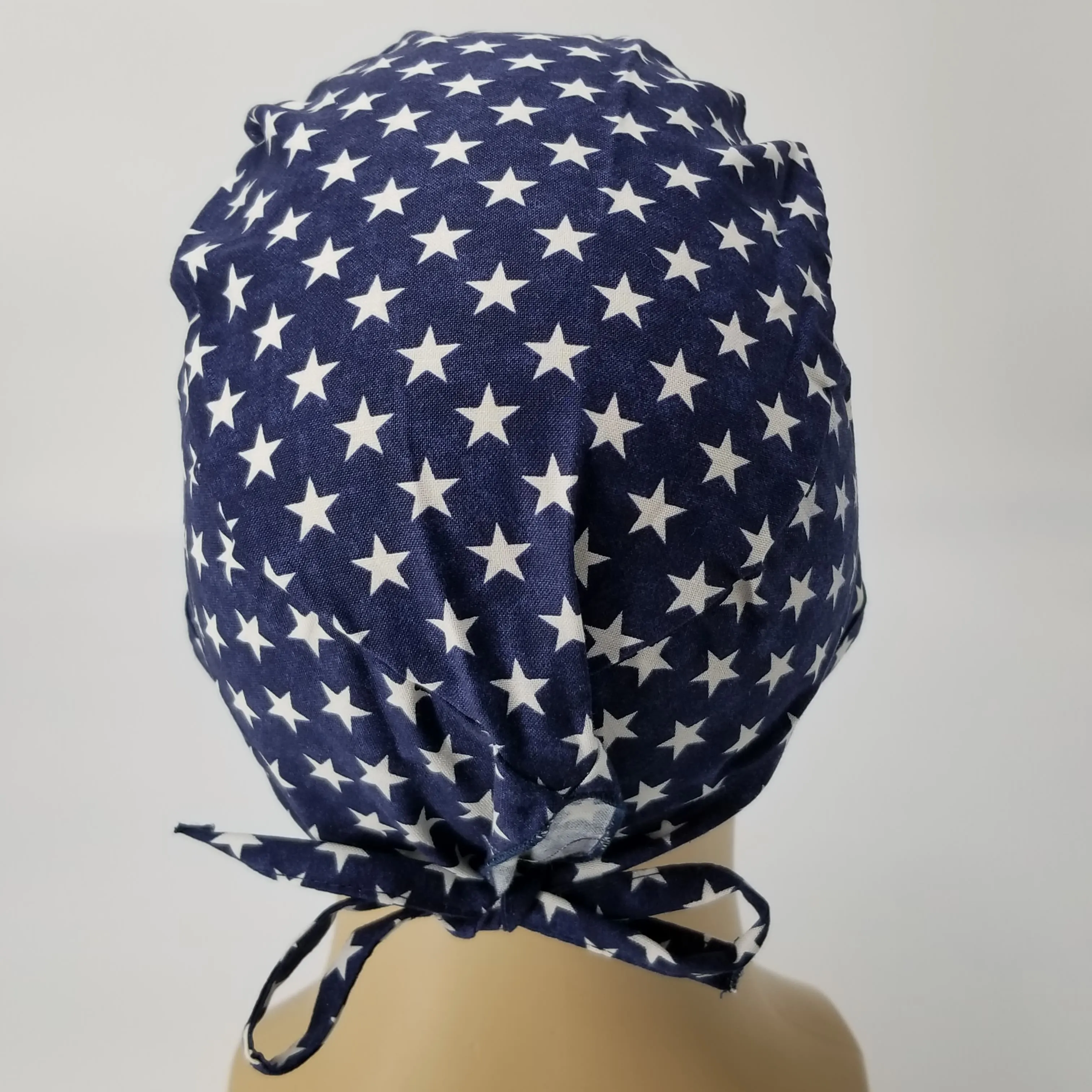 Scrub Cap Medical Surgeon Head Cover Surgical Hat Nurse Nursing Operating Room, Blue White Stars