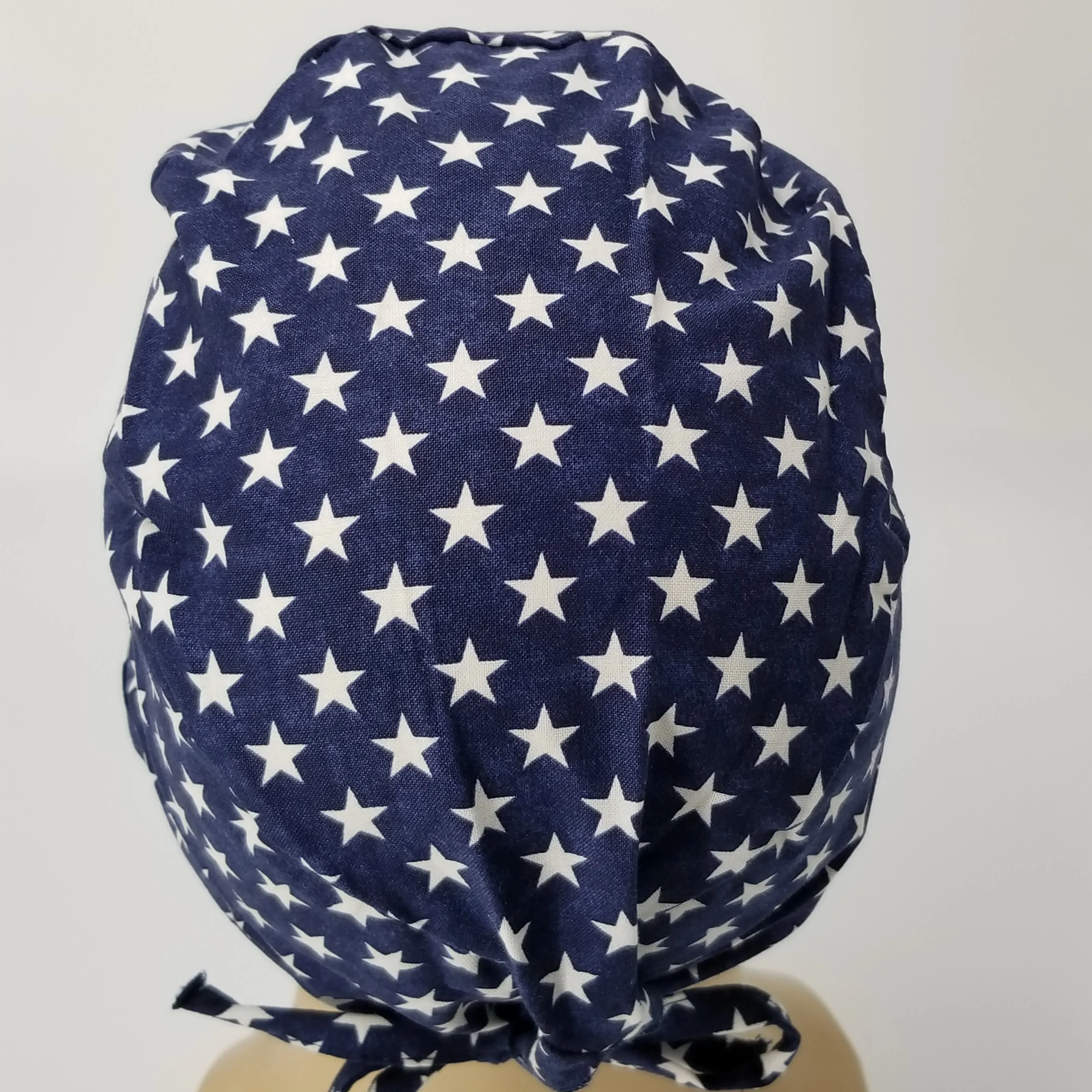 Scrub Cap Medical Surgeon Head Cover Surgical Hat Nurse Nursing Operating Room, Blue White Stars