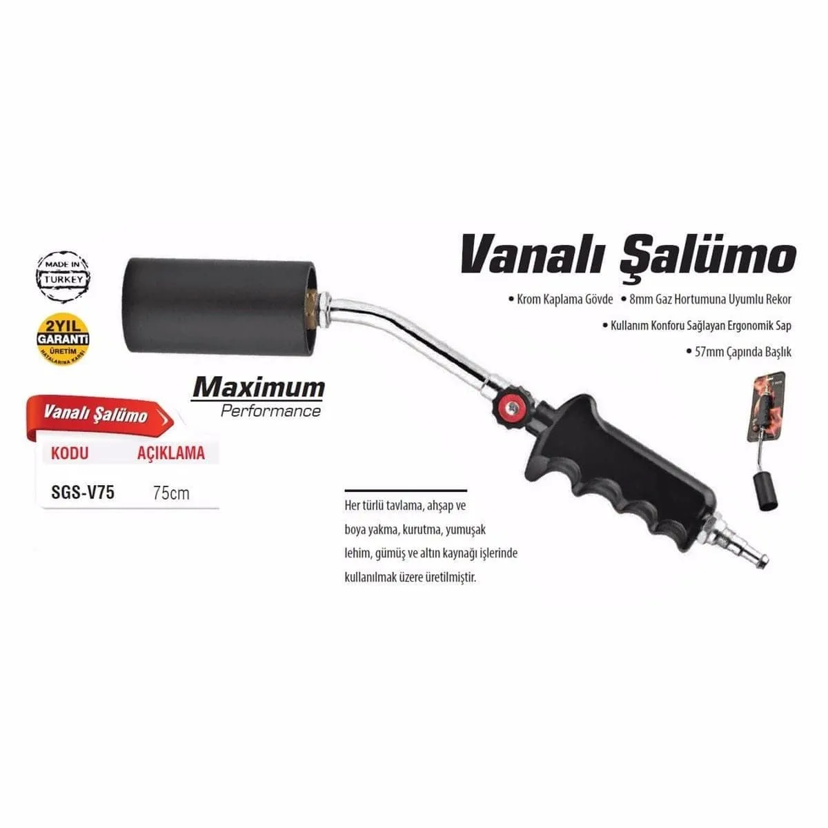 SGS Gas Torch with Valve 75cm - SGSV75