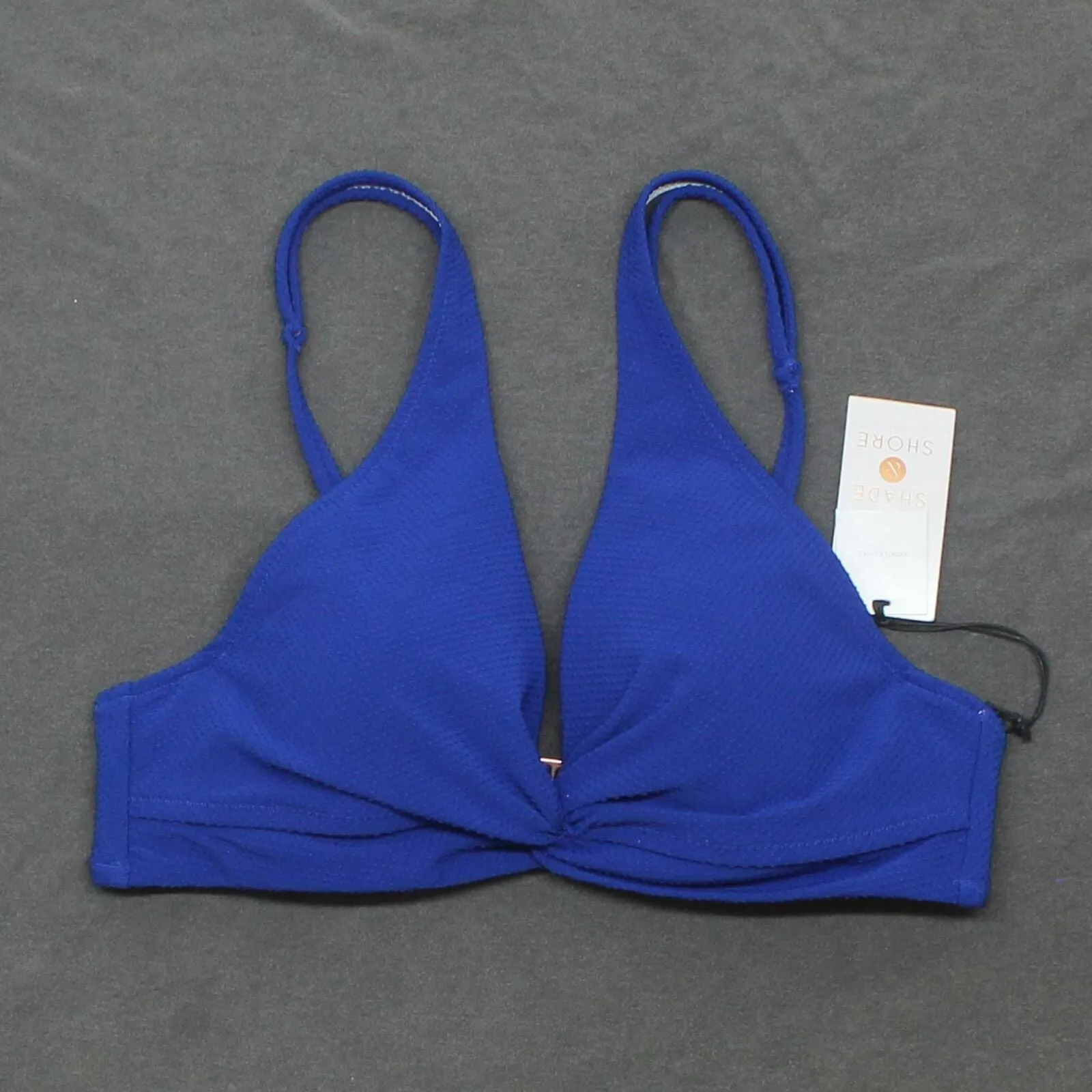 Shade & Shore Lightly Lined Twist-Front Textured Triangle Bikini Top