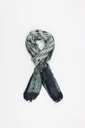Shibori silk handmade gray and white Scarf