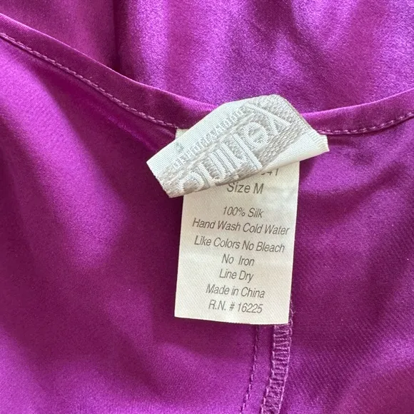 Shirley Of Hollywood 100% Silk Deep Purple Adjustable Side Ties Size M Luxury