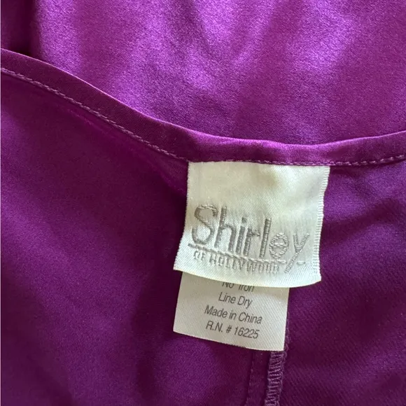 Shirley Of Hollywood 100% Silk Deep Purple Adjustable Side Ties Size M Luxury