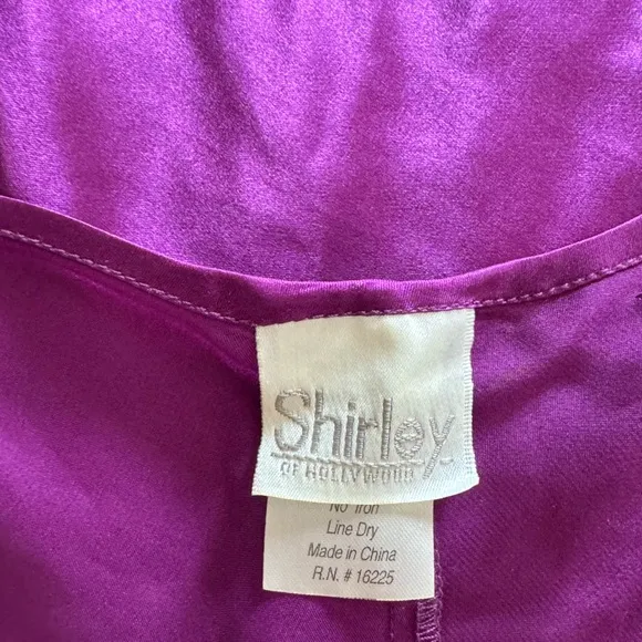 Shirley Of Hollywood 100% Silk Deep Purple Adjustable Side Ties Size M Luxury