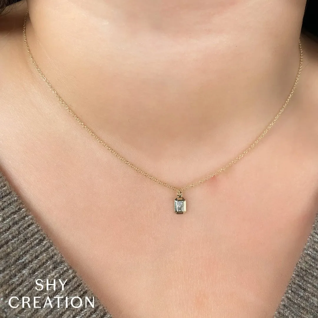 Shy Creation Baguette Diamond Geo Cut Necklace