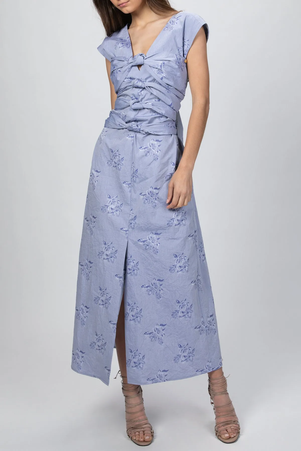 SILHOUETTE FLORAL-PRINT MAXI DRESS