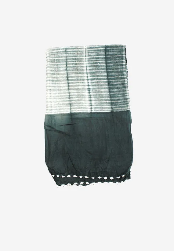 Silk Shibori handmade Light Grey scarf