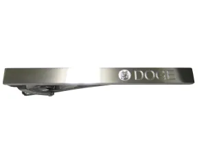 Silver Toned Etched Sleek Doge Coin Cryptocurrency Blockchain With Shiba Dog Tie Clip