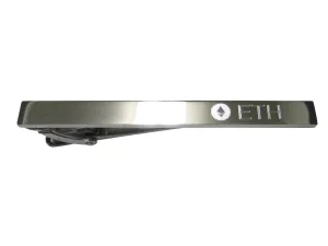Silver Toned Etched Sleek Ethereum Coin Cryptocurrency Blockchain Tie Clip