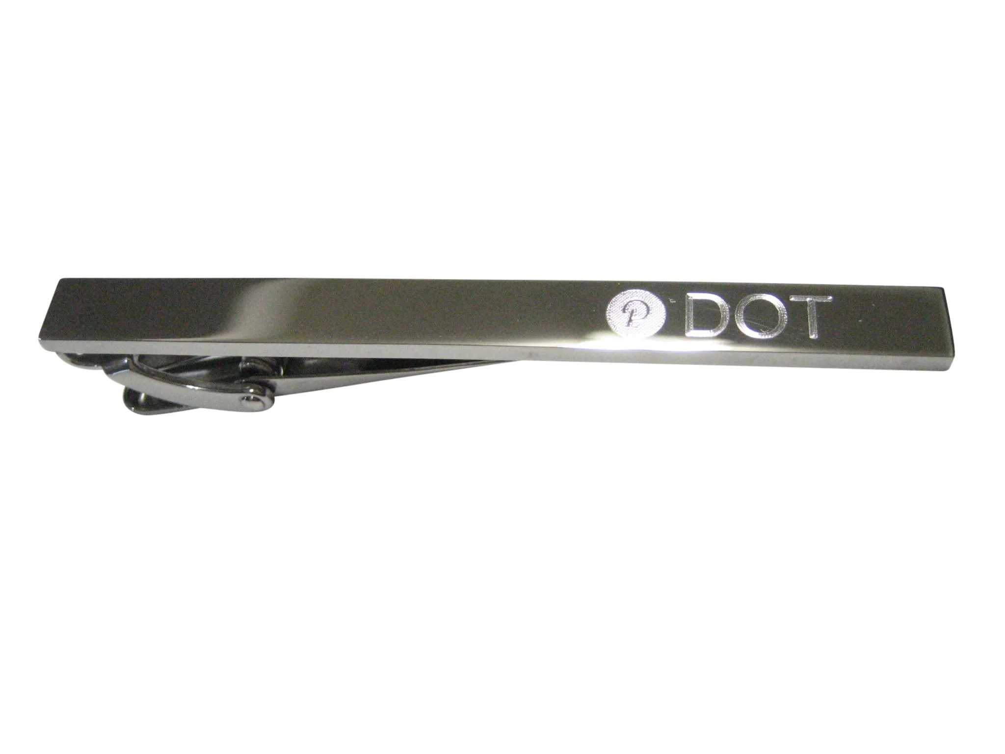 Silver Toned Etched Sleek Polkadot Coin Cryptocurrency Blockchain Tie Clip