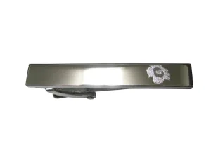 Silver Toned Etched Sleek Rafflesia Arnoldii Carnivorous Plant Skinny Tie Clip