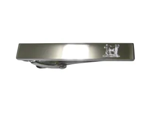 Silver Toned Etched Sleek Roaring Lioness Skinny Tie Clip
