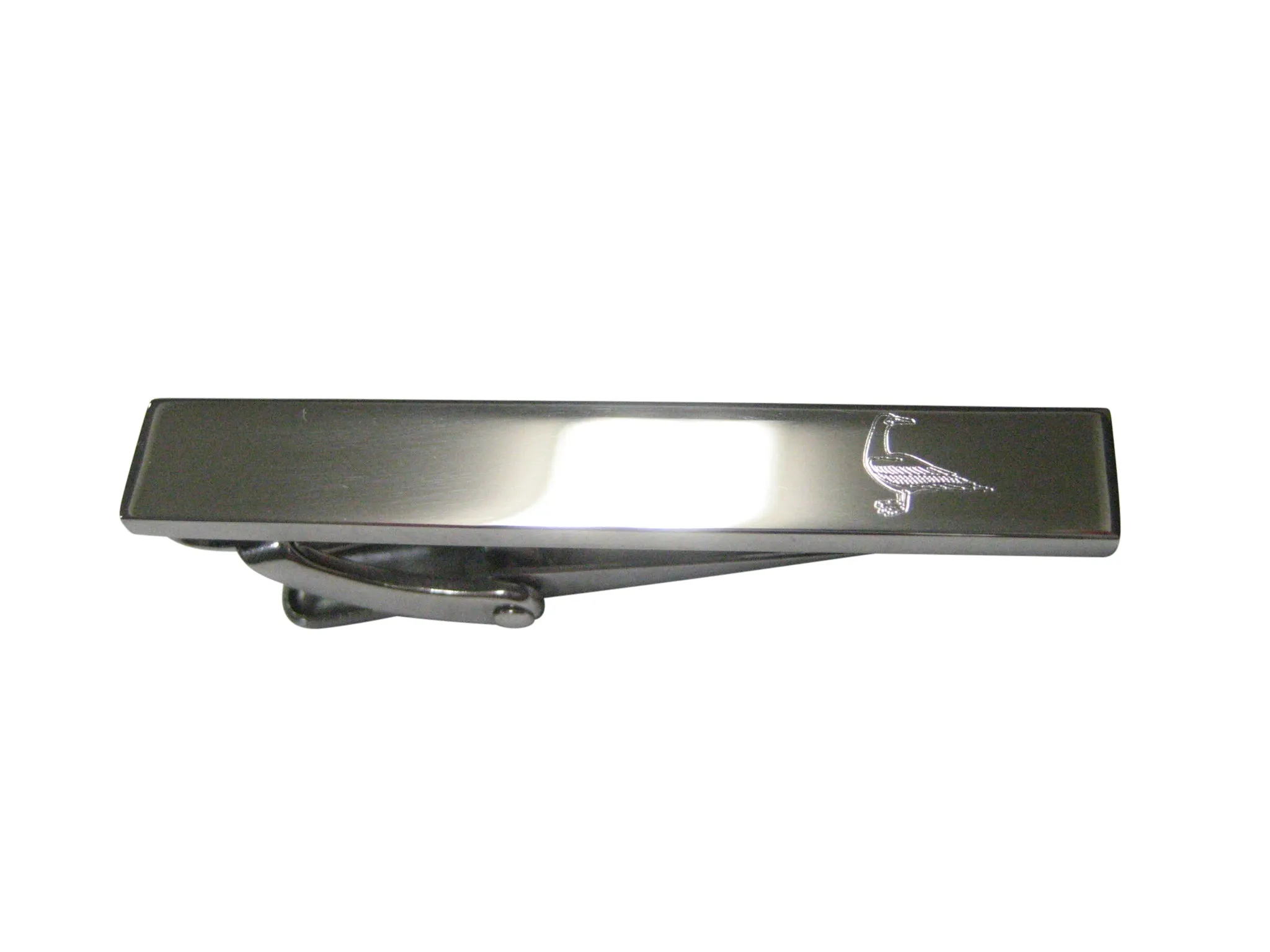 Silver Toned Etched Sleek Seagull Bird Skinny Tie Clip