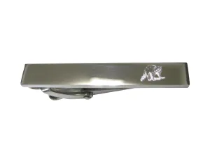 Silver Toned Etched Sleek Shaded Raccoon Skinny Tie Clip