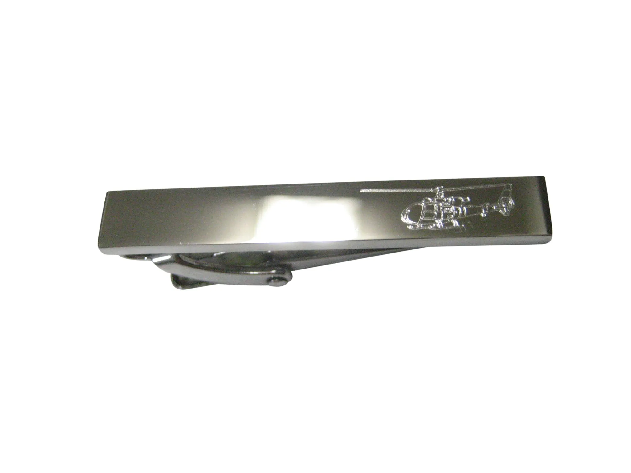 Silver Toned Etched Sleek Simple Helicopter Skinny Tie Clip