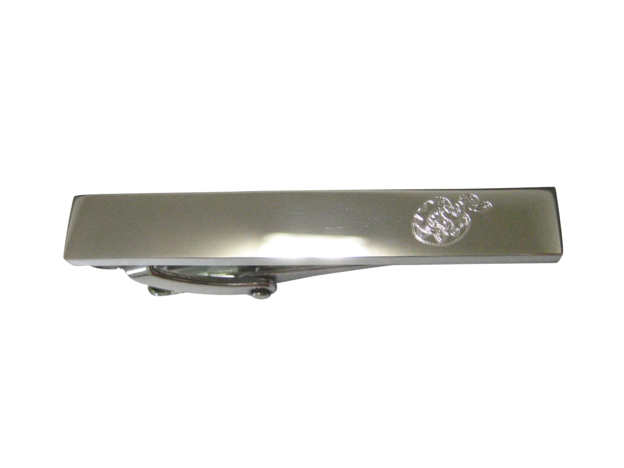 Silver Toned Etched Sleek Snake Skinny Tie Clip