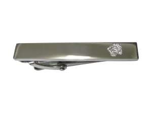 Silver Toned Etched Sleek Snarling Tiger Head Skinny Tie Clip
