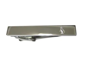 Silver Toned Etched Sleek Standing Rabbit Skinny Tie Clip