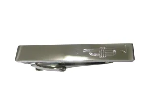Silver Toned Etched Sleek Trumpet Music Instrument Skinny Tie Clip