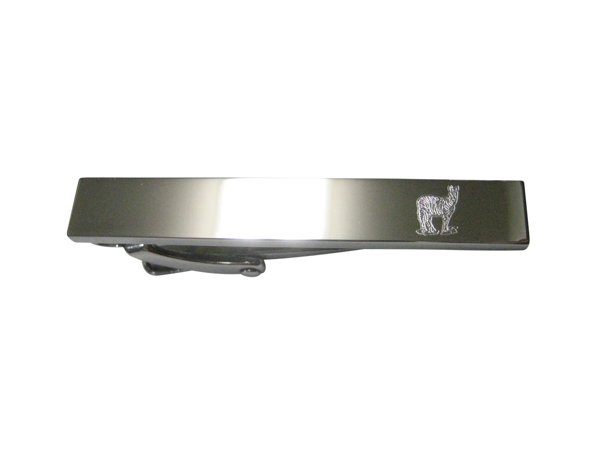 Silver Toned Etched Sleek Zebra Skinny Tie Clip