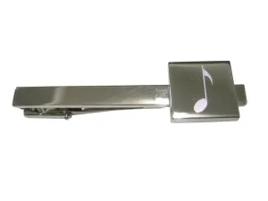 Silver Toned Etched Square Single Quaver Musical Note Tie Clip